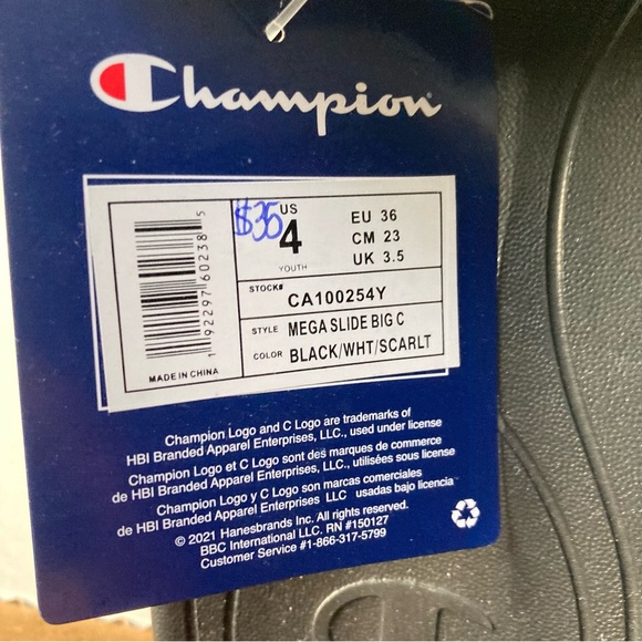 Champion Slide On Sandals Size 4Y - Picture 8 of 8
